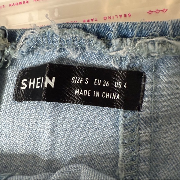 SHEIN Light Blue Denim corset mini skirt size S stretchy NWOT going out party - Picture 5 of 10